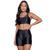 Conjunto Fitness Vekyo Modas Top Bojo Removível e Short New Zig Academia Treino Corrida Preto