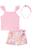 Conjunto Infantil Blusa Boxy em Canelado Maui e Shorts-saia em Viscose Borboletas Acompanha Tiara Princess by Infanti Rosa