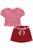 Conjunto Infantil Blusa Boxy em Malha Vichy Listrada e Shorts-saia em Sarja Pita  Festas by Infanti Vermelho