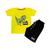 Conjunto Infantil Camiseta e Short Dino Roarr Confortável Macio Amarelo
