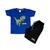 Conjunto Infantil Camiseta e Short Dino Roarr Confortável Macio Azul