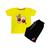Conjunto Infantil Camiseta e Short Game Controle Jogos Confortável Macio Amarelo