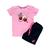 Conjunto Infantil Camiseta e Short Game Controle Jogos Confortável Macio Rosa