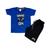 Conjunto Infantil Camiseta e Short Game On Jogos Confortável Macio Azul