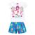 Conjunto Infantil Feminino Princesas Do Mar  Blusa Com Short Kyly Branco