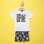 Conjunto Infantil Lemon Camiseta Abacaxi + Bermuda Moletom Masculino Branco