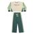 Conjunto Infantil Longo Elian Color Block Blusa Cropped + Calça Wide Leg Menina Verde
