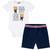 Conjunto infantil manga curta body baby bear e shorts masculino milon ref: 13243 p/g Branco, Azul marinho