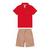 Conjunto infantil masculino camisa polo e bermuda sarja carinhoso ref:1000109032 10/16 Vermelho, Bege
