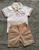 Conjunto Infantil Masculino Camisa Polo Wild Territory + Bermuda Alekids Marfim, Bege