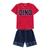 Conjunto Infantil Masculino Camiseta Com Bermuda Kyly Rugido Dinossauro Vermelho