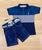 Conjunto Infantil Masculino Camiseta Pólo G-91 + Bermuda Bob Bandeira Azul mescla, Jenas escuro