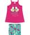 Conjunto Infantil Menina Blusa Alça em Meia Malha Gliter e Bermuda em Cotton Estampada - Malwee Kids Rosa