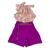 Conjunto Infantil Meninas Blusa Babado E Short Alfaitaria Com Cinto Rose, Fúcsia, 425422