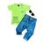 Conjunto Infantil Menino Camiseta algodão e Calça Jeans/ Acompanha o Óculos Verde neon