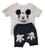 Conjunto Infantil Moletinho Ratinho Mouse - Camiseta E Bermuda Cinza