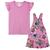 Conjunto Infantil Vestido Jardineira Contendo 2 Peças Rosa Lilás