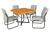 Conjunto Jade Mesa e 4 cadeiras tampo em Madeira Base em Aço Preto/Gelo
