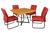 Conjunto Jade Mesa e 4 cadeiras tampo em Madeira Base em Aço Preto/Vermelho