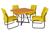 Conjunto Jade Mesa e 4 cadeiras tampo em Madeira Base em Aço Preto/Amarelo