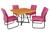 Conjunto Jade Mesa e 4 cadeiras tampo em Madeira Base em Aço Preto/Rosa