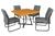 Conjunto Jade Mesa e 4 cadeiras tampo em Madeira Preto/Cinza