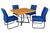Conjunto Jade Mesa e 4 cadeiras tampo em Madeira Preto/Marinho