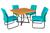 Conjunto Jade Mesa e 4 cadeiras tampo em Madeira Preto/Turquesa
