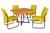 Conjunto Jade Mesa e 4 cadeiras tampo em Madeira Preto/Amarelo