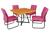 Conjunto Jade Mesa e 4 cadeiras tampo em Madeira Preto/Rosa