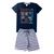 Conjunto Juvenil 2 Peças Camiseta e Bermuda Masculino Verão Marinho