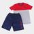 Conjunto Juvenil MR. Kitsch Camiseta Colorblock + Short Liso Masculino Vermelho, Marinho