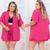 Conjunto Kimono 2 peças Cardigan Duna com Short Plus Size Confortável Verão 2024 Rosa