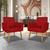 Conjunto Kit 2 Poltronas Cadeiras Decorativas Nina Sala Tv Vermelho