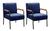 Conjunto Kit 2 Poltronas Jade Cadeira Decorativa Moderna Braço Metal Suede Azul Marinho 210