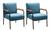 Conjunto Kit 2 Poltronas Jade Cadeira Decorativa Moderna Braço Metal Veludo Azul 240