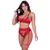 Conjunto Lingerie Illusion renda tule cinta liga Vermelho