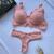 Conjunto Lingerie Renda Sexy Com Bojo Calcinha Fio Dental Sensual Rosa claro