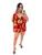 Conjunto Luxo Feminino Kimono + Shorts+ Cropped 3 Peças Vermelho