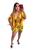 Conjunto Luxo Feminino Kimono + Shorts+ Cropped 3 Peças Amarelo
