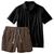 Conjunto Masculino Camiseta Polo e Short Linho Moda Praia Luxo Premium Preto e marrom