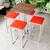 Conjunto Mesa Alta Bar Bistrô Quadrada Imbuia 4 Bancos Estofado Industrial White Vermelho