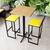 Conjunto Mesa Alta Bar Bistrô Quadrada Pinus 2 Banquetas Confort Estofado Industrial Black Amarelo