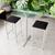 Conjunto Mesa Alta Bar Bistrô Quadrada Vidro 2 Bancos Estofado Industrial White Preto