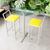 Conjunto Mesa Alta Bar Bistrô Redonda Vidro 2 Banquetas Confort Estofado Industrial White Amarelo