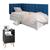 Conjunto Mesa Apoio Dream Pés Retrô 2 Gavetas E Cabeceira Protetor Lateral Aurora Cama Box Solteiro - RPM Móveis Preto | Azul