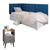 Conjunto Mesa Apoio Dream Pés Retrô 2 Gavetas E Cabeceira Protetor Lateral Aurora Cama Box Solteiro - RPM Móveis Cinza/Cinamomo | Azul