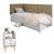 Conjunto Mesa Apoio Dream Pés Retrô 2 Gavetas E Cabeceira Protetor Lateral Aurora Cama Box Solteiro - RPM Móveis Off White/Freijó | Bege