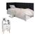 Conjunto Mesa Apoio Dream Pés Retrô 2 Gavetas E Cabeceira Protetor Lateral Aurora Cama Box Solteiro - RPM Móveis Branco | Preto