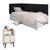 Conjunto Mesa Apoio Dream Pés Retrô 2 Gavetas E Cabeceira Protetor Lateral Aurora Cama Box Solteiro - RPM Móveis Off White/Cinamomo | Preto